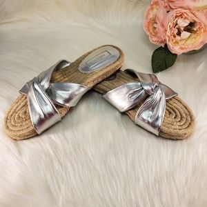 FOREVER 21 SILVER ESPADRILLE SLIDE sandals SIZE 7